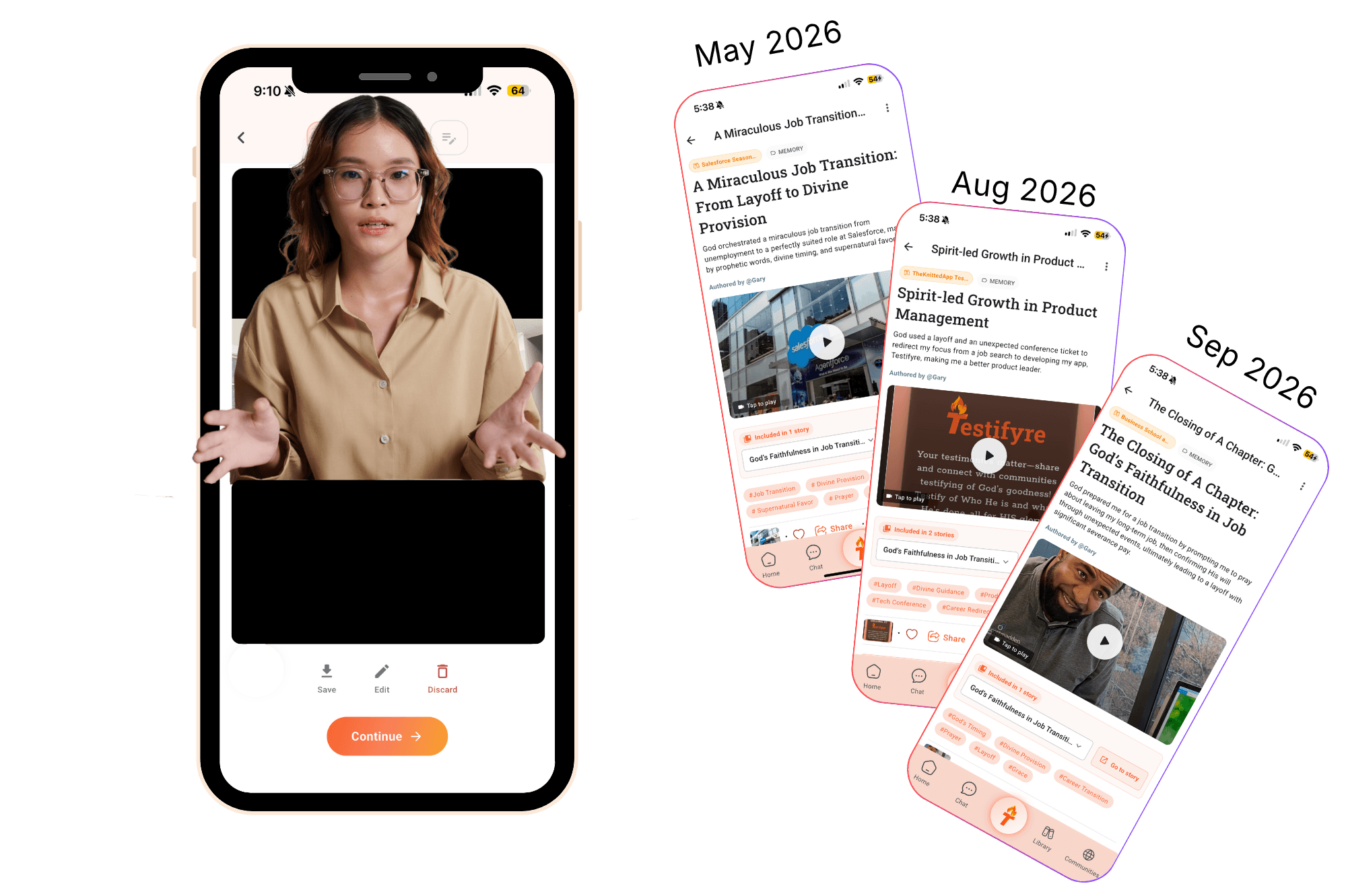Testifyre collections — testimonies grouped over time