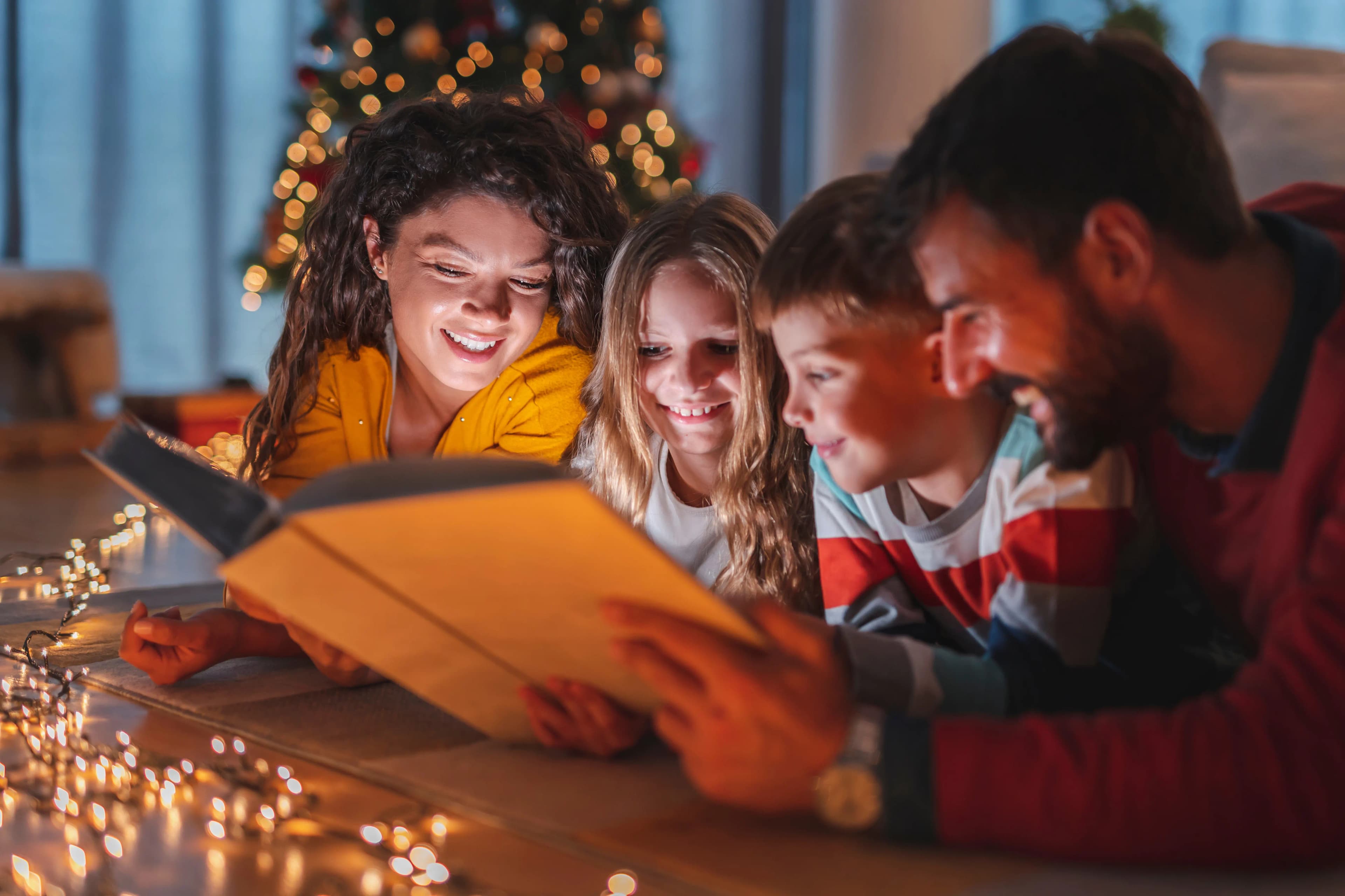 Family sharing stories together